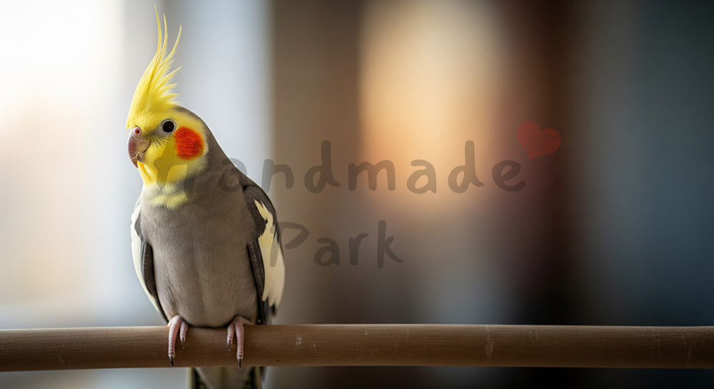 フリー素材 無料 写真｜オカメインコの室内ポートレート｜オカメインコを添えたシンプルな背景として