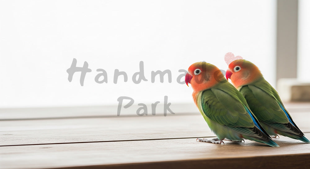 フリー素材 無料 写真｜コザクラインコのペアがくつろぐ室内シーン、ブログのアイキャッチ向き