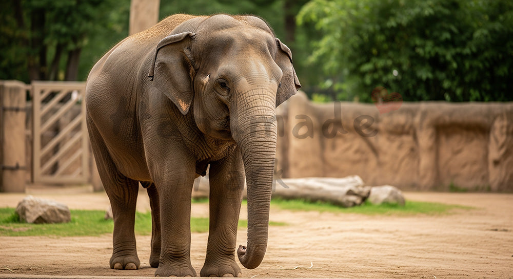 フリー素材 無料 写真｜やわらかな自然光の動物園のアジアゾウの穏やかな佇まい｜清潔感あるビジュアルに
