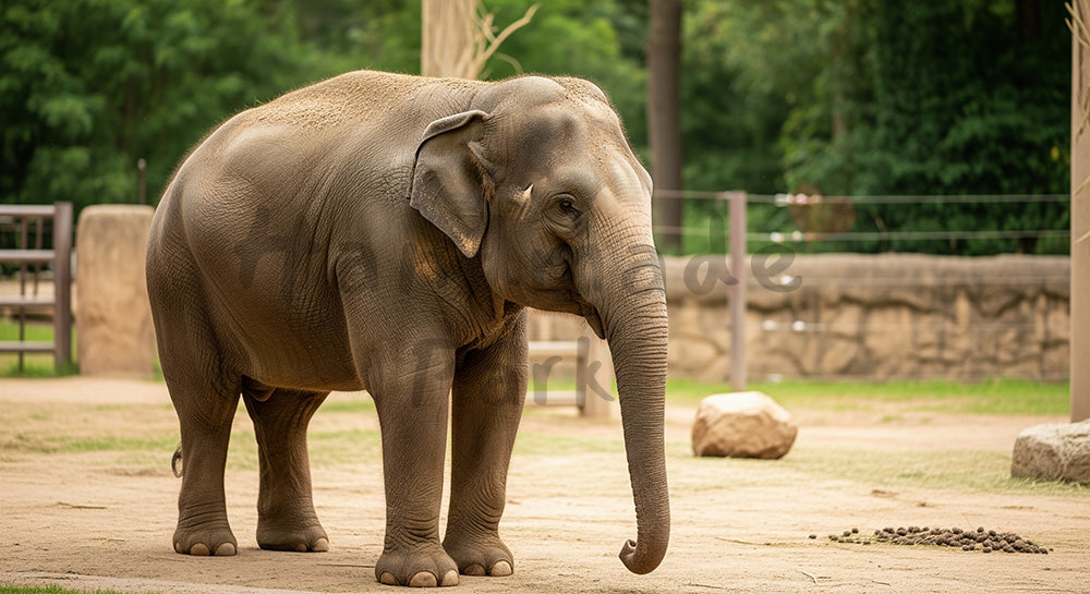 フリー素材 無料 写真｜LPのヘッダー画像にに使える動物園のアジアゾウの穏やかな佇まい