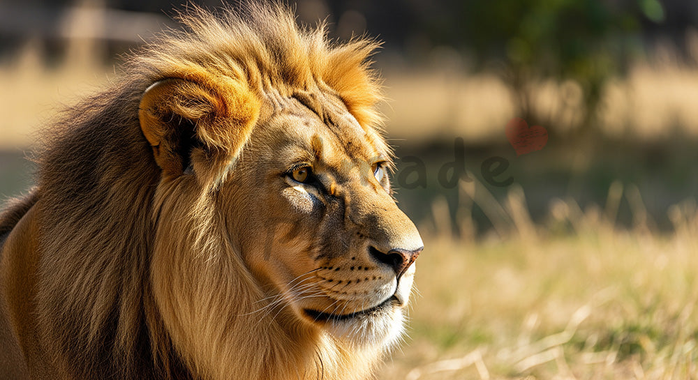 フリー素材 無料 写真｜動物園のライオンの力強い横顔｜SNS投稿の背景におすすめ ロゴ・文字なし