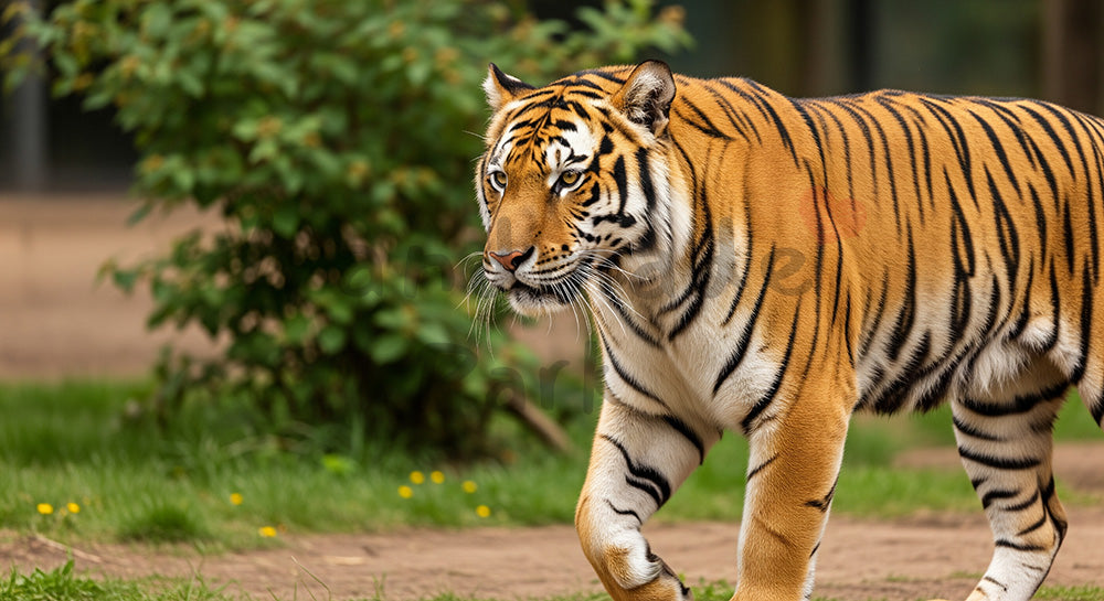 フリー素材 無料 写真｜動物園のトラの迫力ある歩く姿の写真｜広告クリエイティブに使いやすい