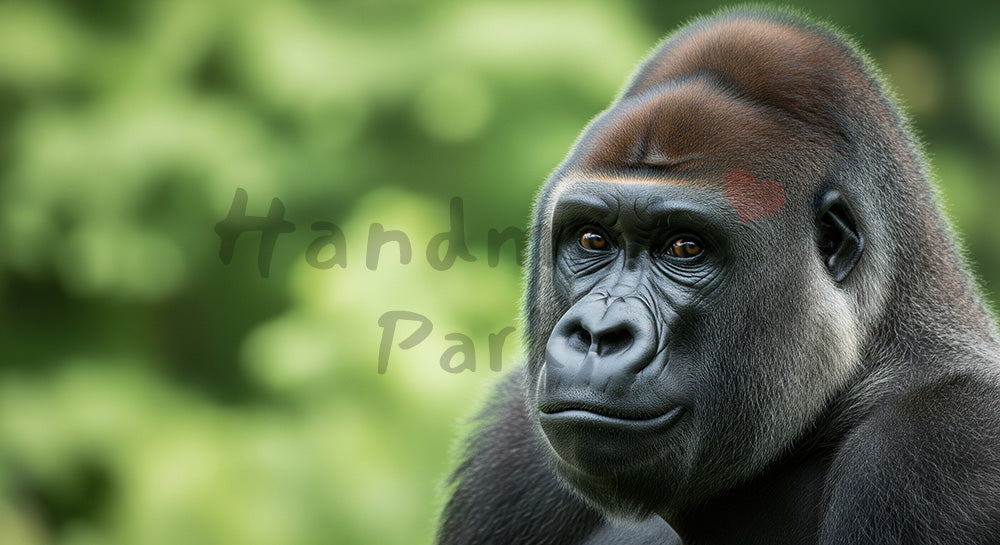 フリー素材 無料 写真｜動物園のゴリラの静かなまなざし｜文字入れしやすい余白 ロゴ・文字なし