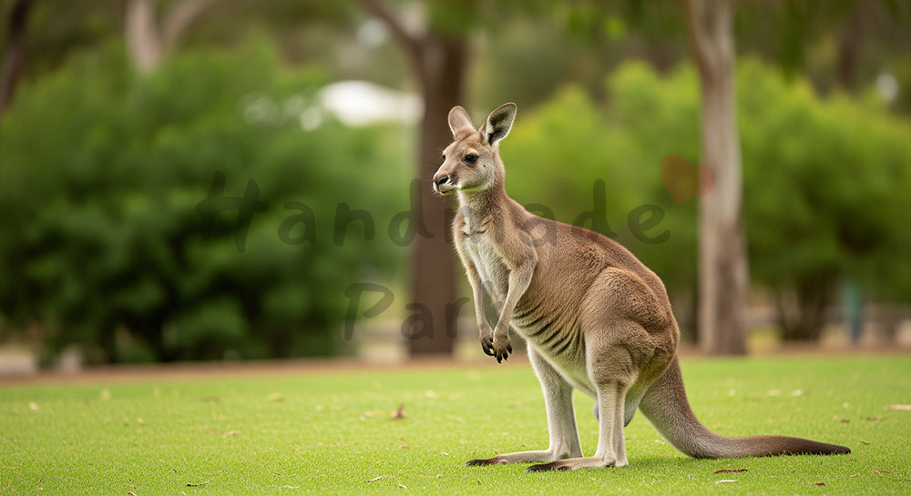 フリー素材 無料 写真｜動物園のカンガルーが立つシンプルな自然背景｜シンプル背景を添えたシンプルな背景として