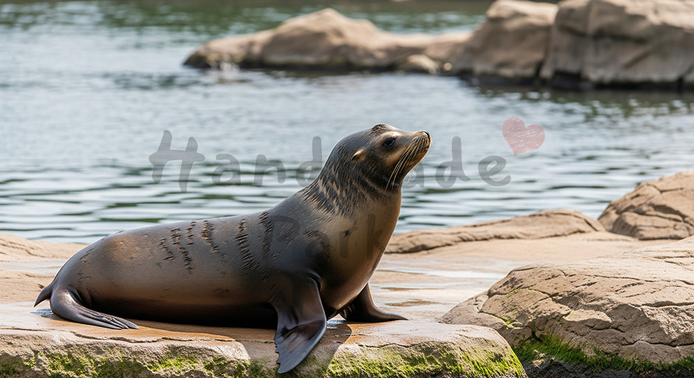 フリー素材 無料 写真｜チラシ・ポスターにも活躍に使える動物園のアシカが岩場で休む穏やかな瞬間