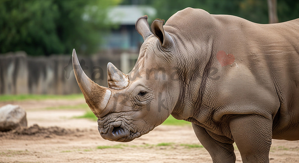 フリー素材 無料 写真｜動物園のサイの迫力ある横顔、コピースペースを活かせる