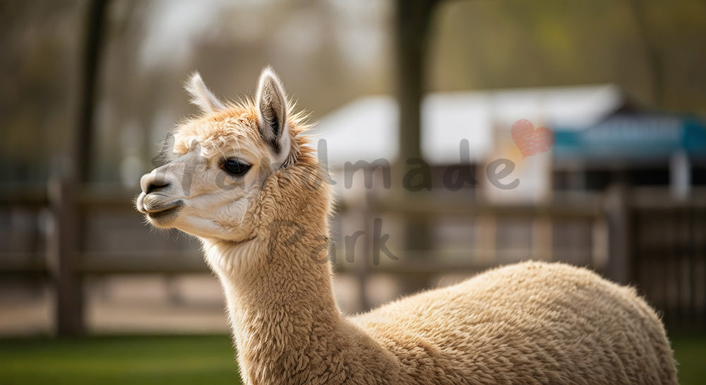 フリー素材 無料 写真｜ブログのアイキャッチ向きに使える動物園のアルパカのふわふわポートレート