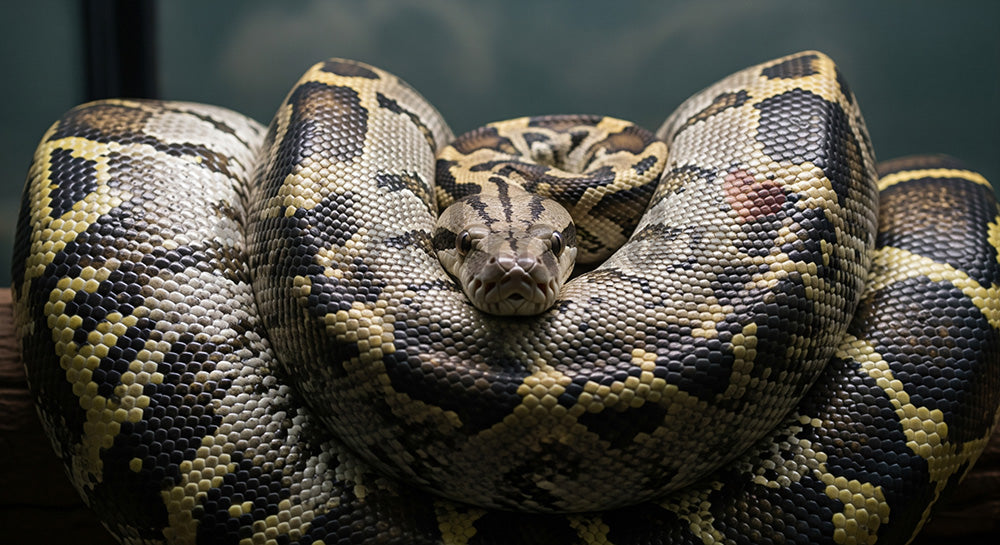 フリー素材 無料 写真｜やわらかな自然光の動物園のヘビの質感が分かるクローズアップ｜サービス紹介ページに使える