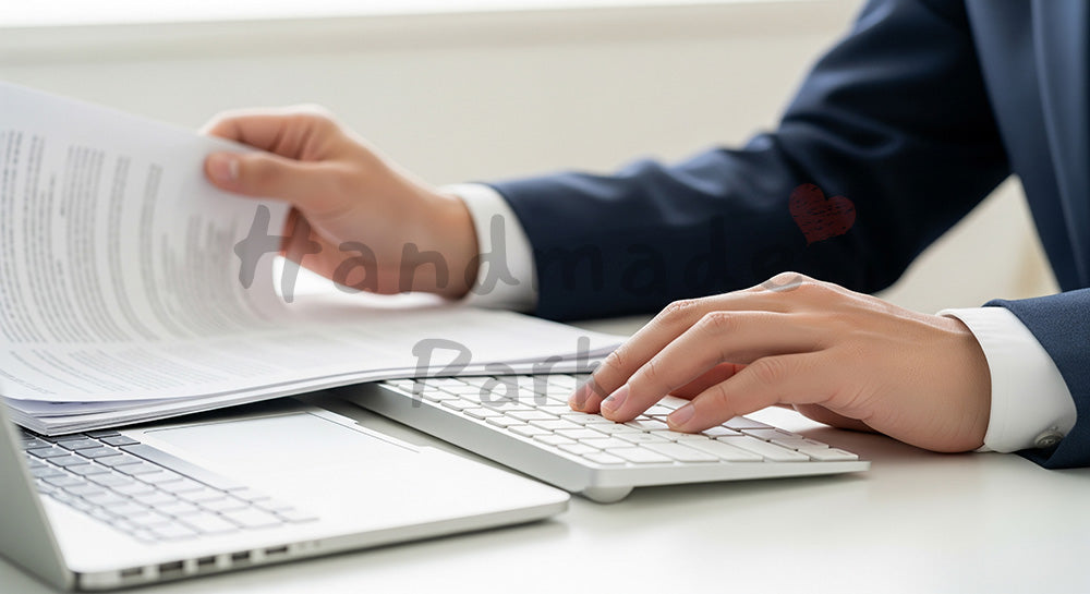 フリー素材 無料 写真｜日本人の手元 資料確認とPC作業 余白｜作品紹介・告知に使える写真素材