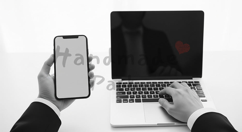 フリー素材 無料 写真｜日本人の手元 スマホ確認しながらタイピング｜ブログやコラムの差し込みに使いやすい