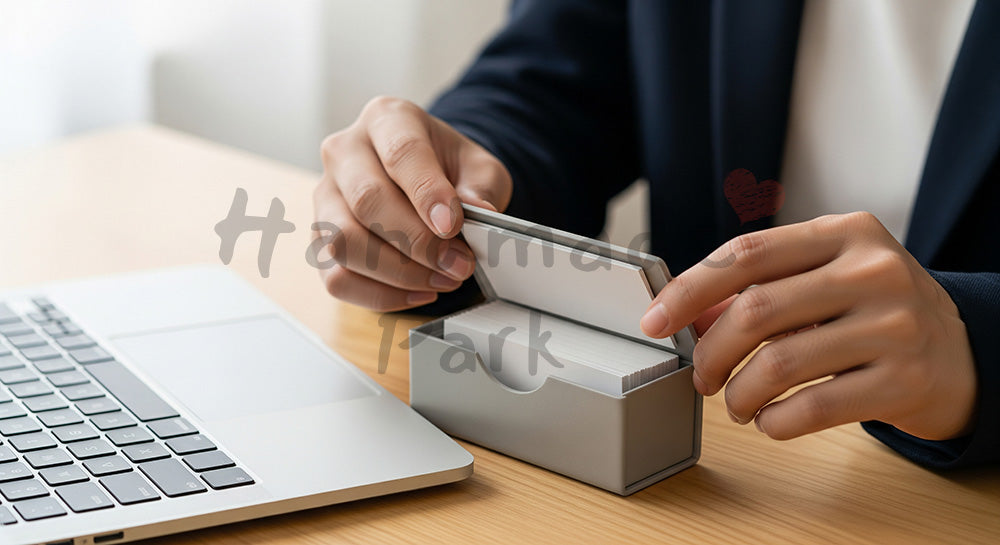 フリー素材 無料 写真|日本人の手元 名刺準備 ビジネスシーン 余白|作品紹介・告知に使える写真素材