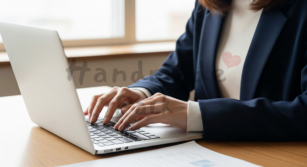 フリー素材 無料 写真|20代日本人女性の手元 ノートPCタイピング 窓辺の光|作品紹介・告知に使える写真素材