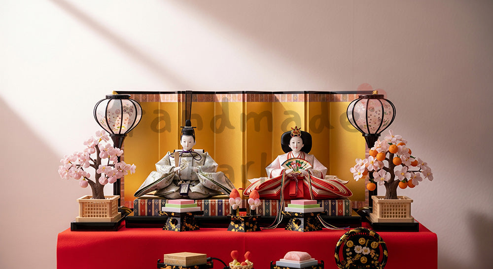 フリー素材 無料 写真｜保育園向け ひな祭り段飾りと余白の春のアイキャッチ画像｜余白たっぷりで見出しが入れやすい