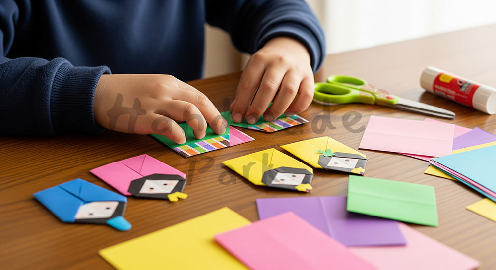 フリー素材 無料 写真｜保育園工作 紙雛を作る日本人の手元 余白｜文字入れしやすい余白あり