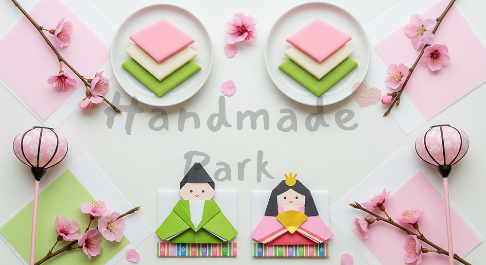 フリー素材 無料 写真｜ひな祭りカラー俯瞰セット 中央余白で使いやすい｜余白たっぷりで見出しが入れやすい