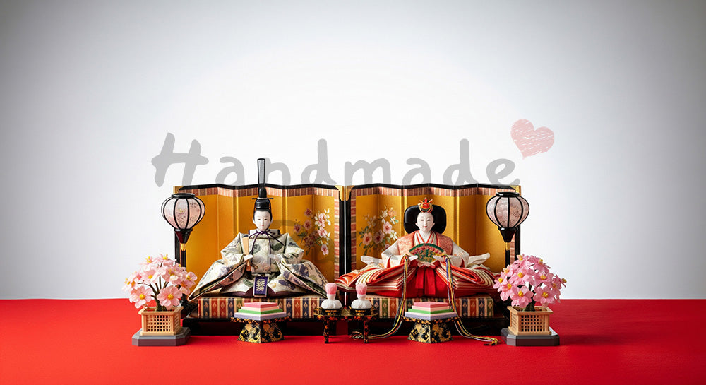 フリー素材 無料 写真｜親王飾りと淡いグラデーション背景 余白大｜余白付きで告知に使いやすい