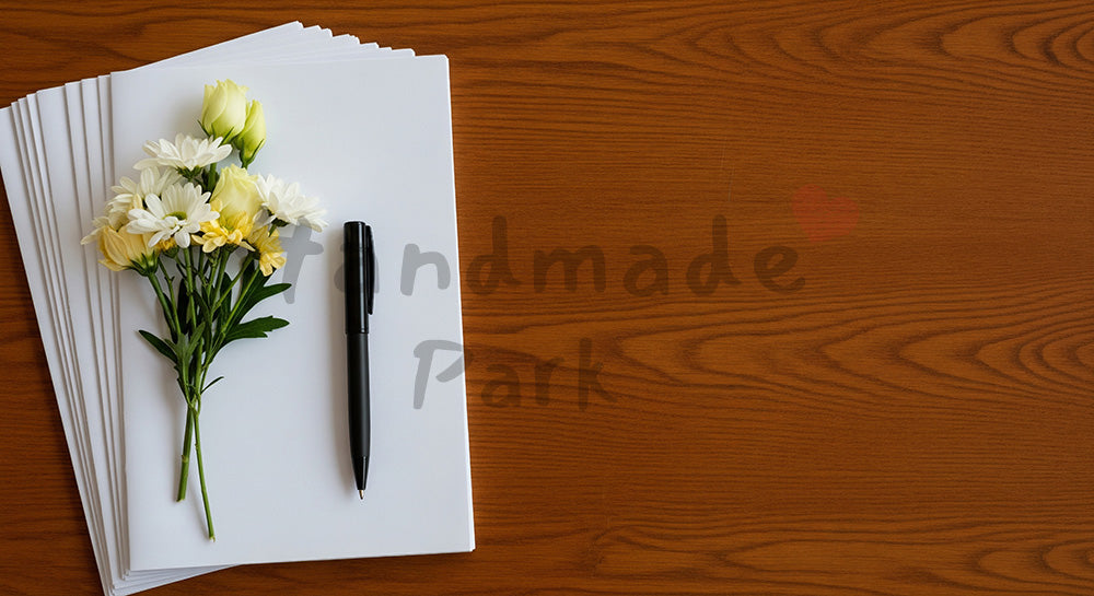 フリー素材 無料 写真｜卒業 白紙プログラム風の紙束 俯瞰で案内用素材｜特集ページの見出しに便利