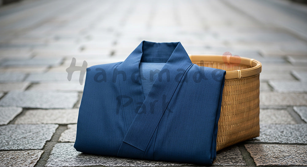 フリー素材 無料 写真｜GW温泉街さんぽ 浴衣と竹かご 余白｜テキストを載せやすい余白背景