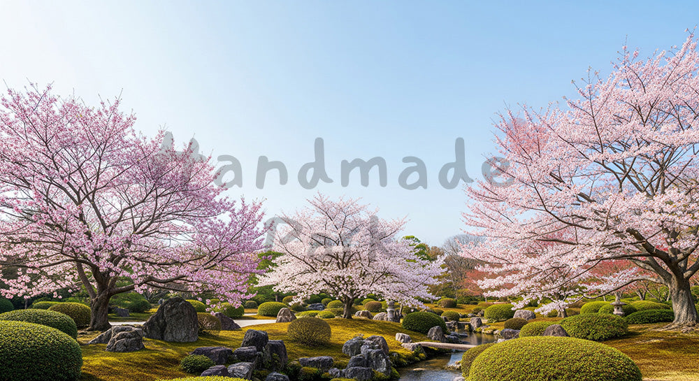 フリー素材 無料 写真｜庭に咲く桜の木春の余白背景｜商品ページに使えるナチュラルな画像