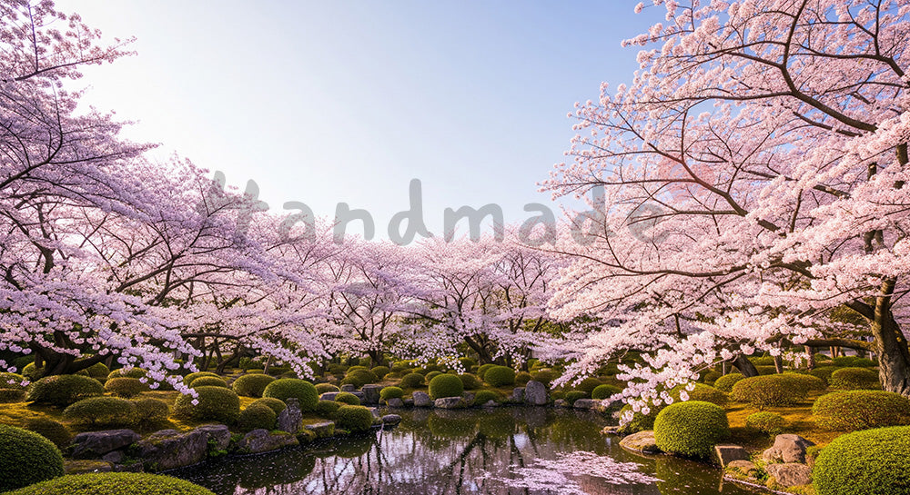 フリー素材 無料 写真｜庭に咲く桜の木春の余白背景｜告知バナーに使えるナチュラルな画像