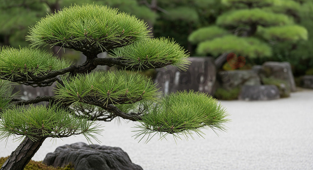 フリー素材 無料 写真｜黒松の庭木日本庭園風の余白｜作品紹介に使えるナチュラルな画像