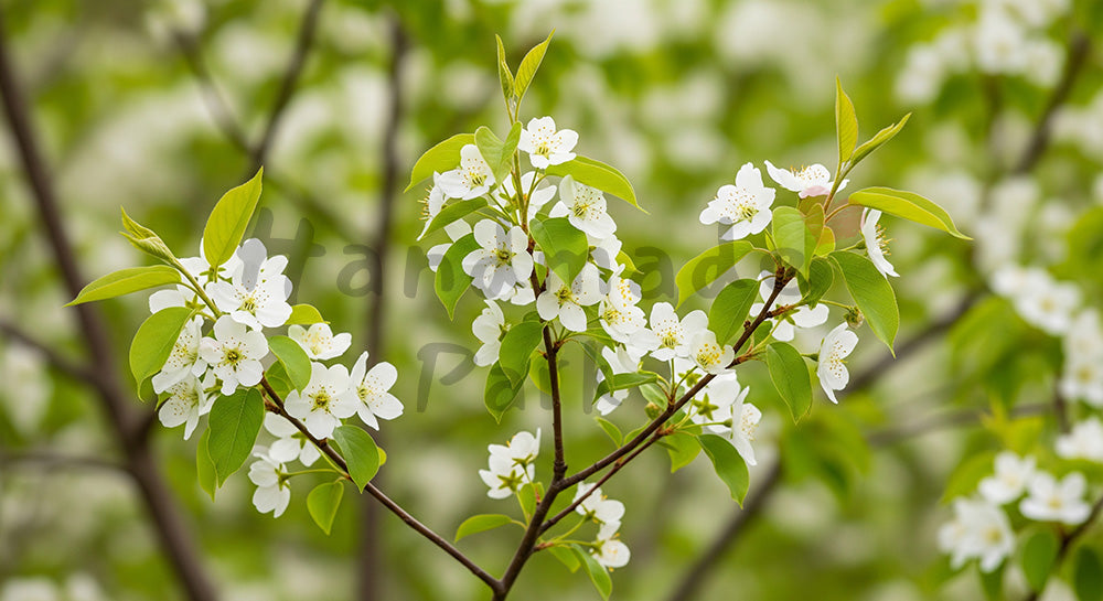 フリー素材 無料 写真｜ジューンベリーの白花庭木の春背景余白｜SNS投稿に使えるナチュラルな画像