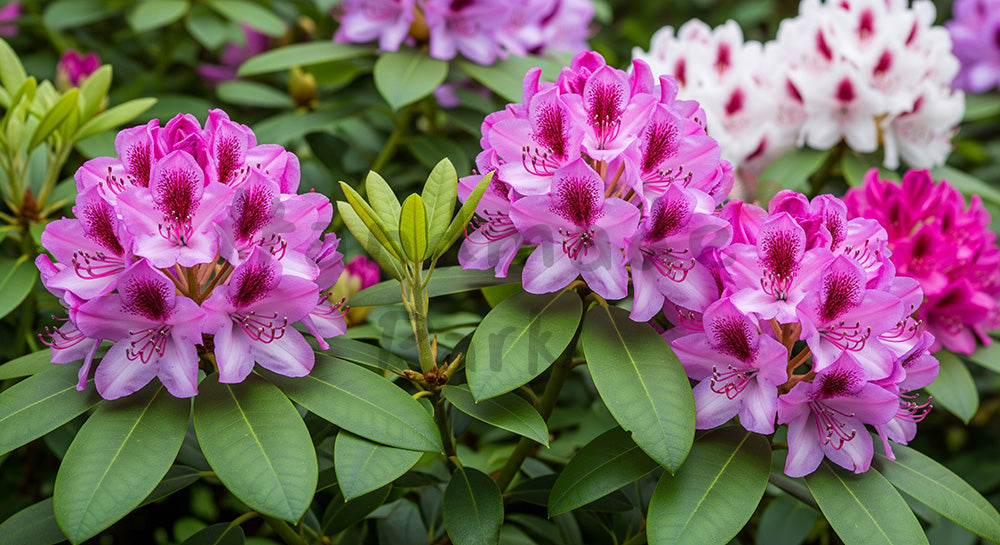 フリー素材 無料 写真｜シャクナゲの花春の華やか余白背景｜告知バナーに使えるナチュラルな画像