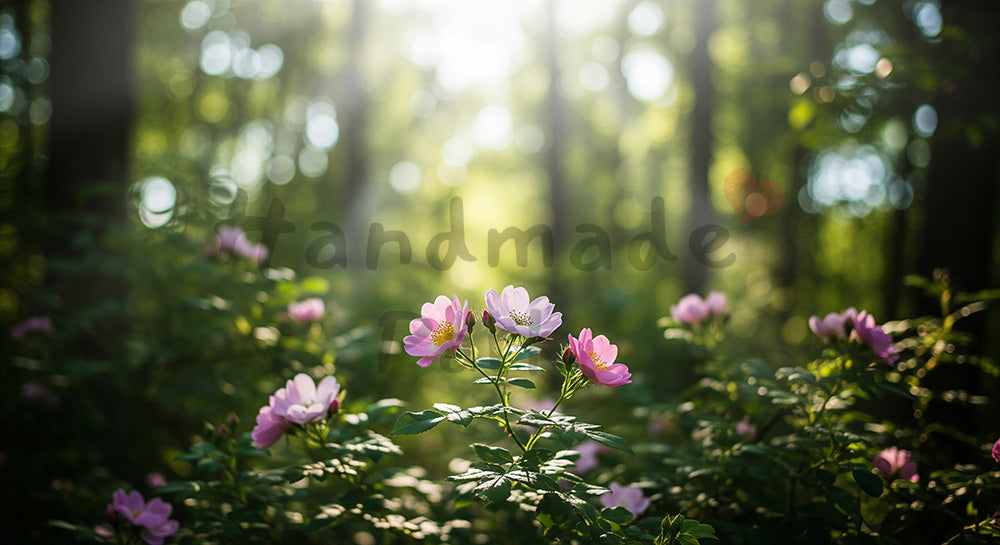 フリー素材 無料 写真｜木漏れ日の野ばら風景ふんわりボケ｜作品紹介に使えるナチュラルな画像