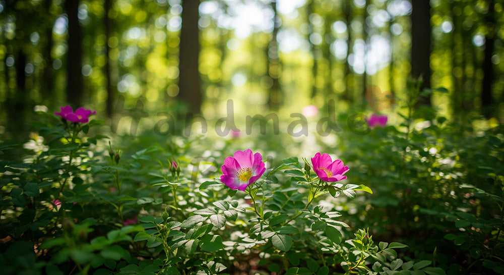 フリー素材 無料 写真｜木漏れ日の野ばら風景ふんわりボケ｜商品ページに使えるナチュラルな画像