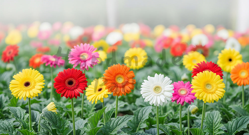 フリー素材 無料 写真｜明るい庭のガーベラすっきり余白｜告知バナーに使えるナチュラルな画像