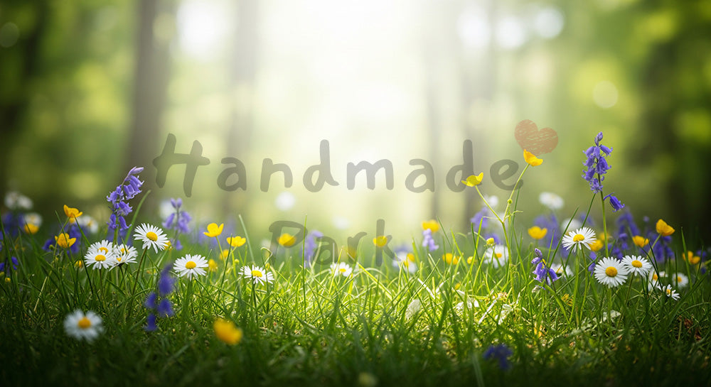 フリー素材 無料 写真|森の野花と木漏れ日粒状の光とボケ余白|商品ページに使えるナチュラルな画像