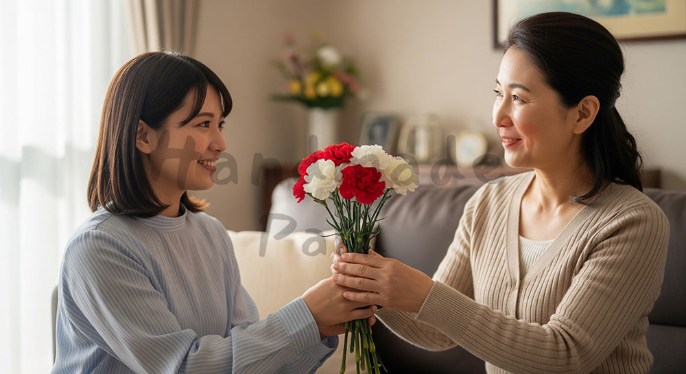 フリー素材 無料 写真｜母の日 ミニマルな 花束を受け取る手元のアップ｜SNS投稿のアイキャッチ向け