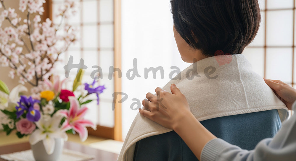 フリー素材 無料 写真｜母の日 上品 思いやりが伝わるケアと花束｜告知画像に合わせやすい