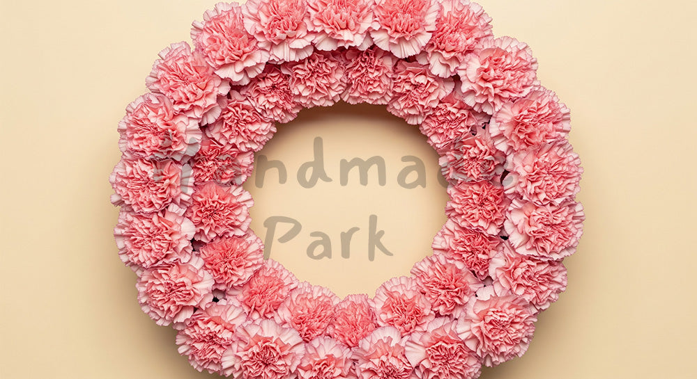 フリー素材 無料 写真｜母の日 花で囲む余白背景（カーネーション）｜バナー作成に便利な余白