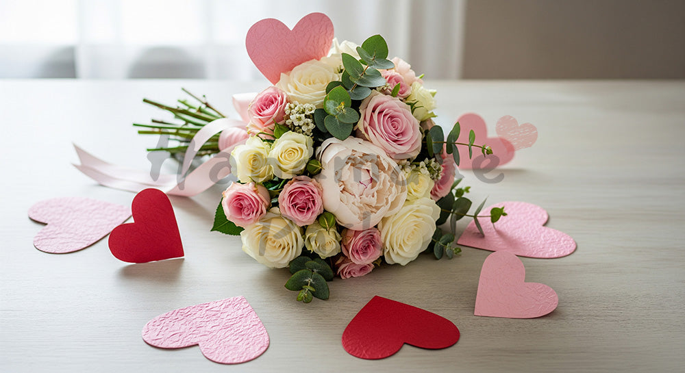 フリー素材 無料 写真｜母の日 木目テーブルのナチュラル静物｜ショップ案内・キャンペーン向け