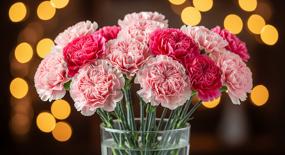 フリー素材 無料 写真｜母の日 花瓶の花とやさしい玉ボケ背景｜広告・チラシの挿し絵に
