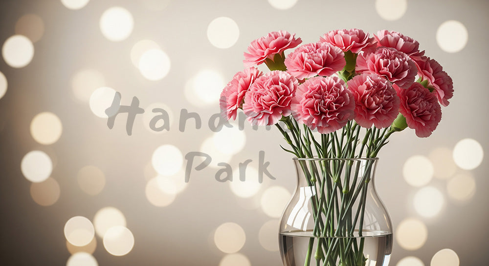 フリー素材 無料 写真｜母の日 温かい 花瓶の花とやさしい玉ボケ背景｜コピーを載せやすい構図