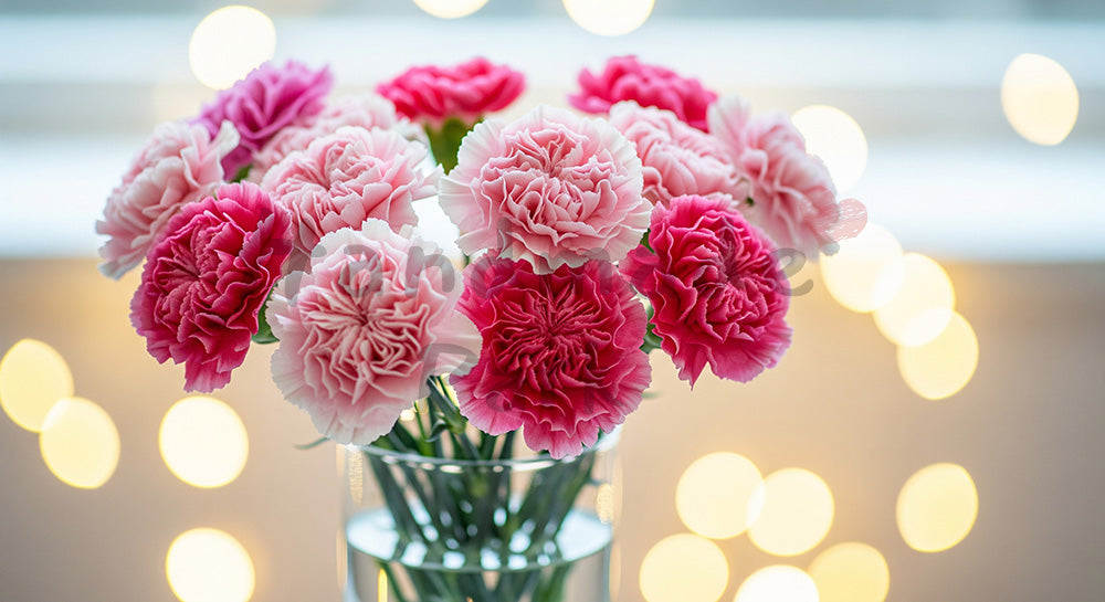 フリー素材 無料 写真｜母の日 花瓶の花とやさしい玉ボケ背景｜告知画像に合わせやすい