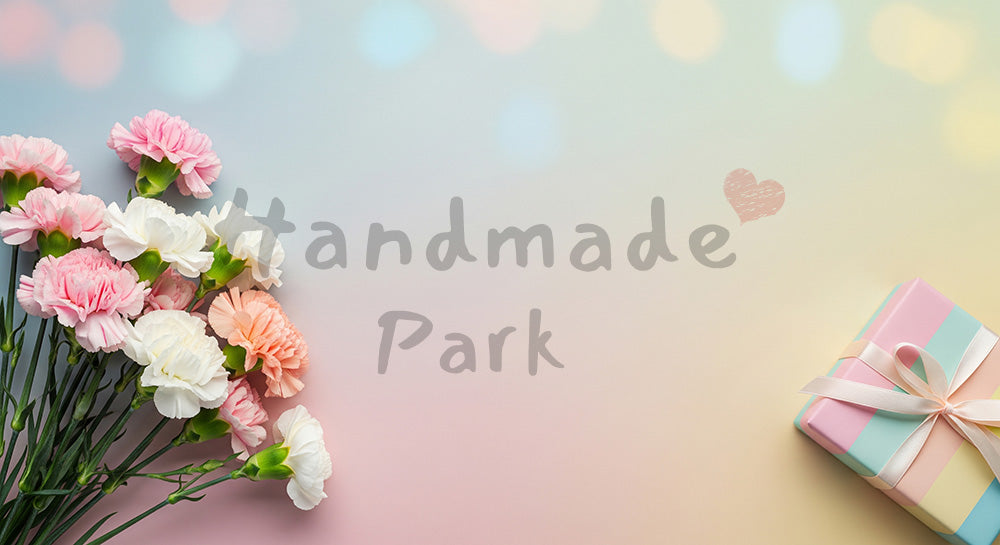 フリー素材 無料 写真｜母の日 左右配置で中央余白のバナーレイアウト｜テキストを載せやすい余白背景