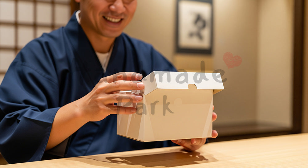 フリー素材 無料 写真｜父の日 ギフト開封のワクワク感 手元中心｜メッセージ画像に合わせやすい