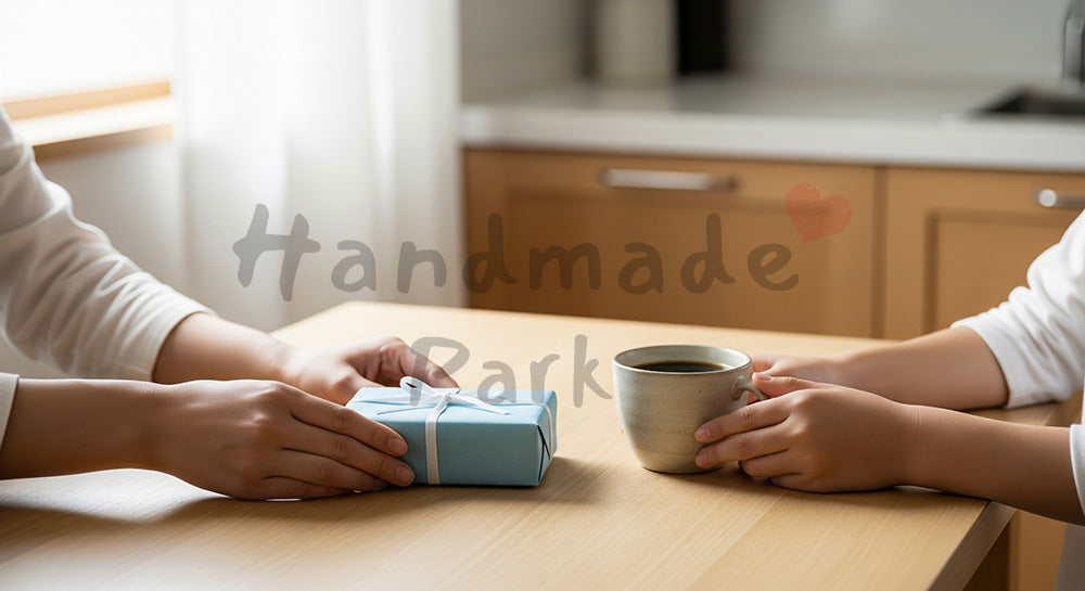 フリー素材 無料 写真｜父の日 コーヒーとギフトの朝時間｜ショップ告知・販促向け