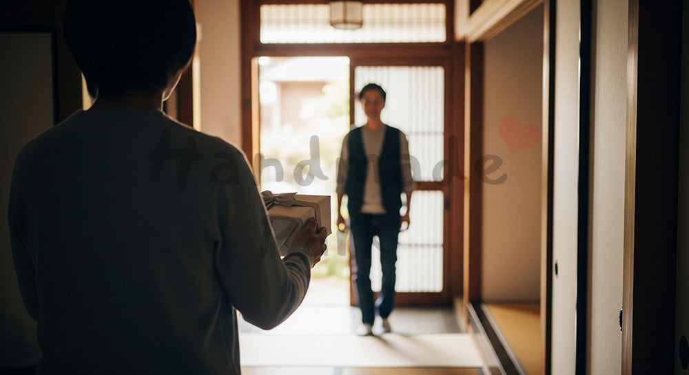フリー素材 無料 写真｜父の日 渡しに行く前の後ろ姿（顔なし）｜特集ページの見出しに
