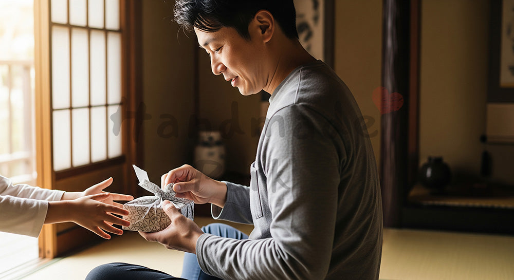 フリー素材 無料 写真|父の日向け 包みをほどく手元の瞬間(顔なし)|SNS投稿のアイキャッチ向け