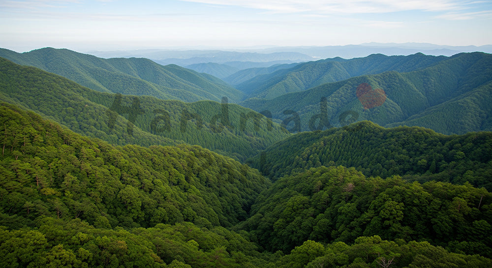 フリー素材 無料 写真｜日本の山林を俯瞰で捉えた広がりのある風景 資料背景向け森林素材｜Webデザインの挿し絵に便利
