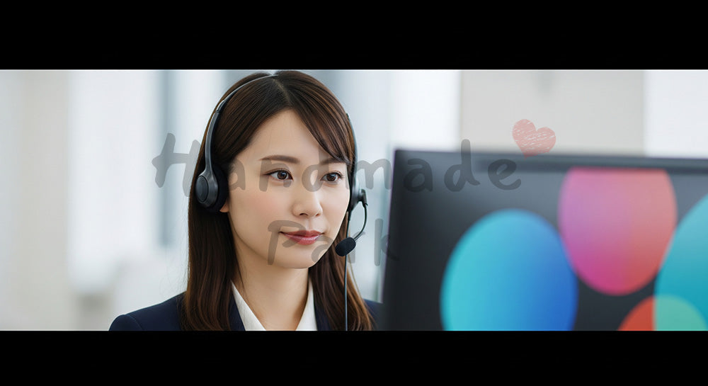 フリー素材 無料 写真|在宅/オンライン商談の採用向け 日本人女性営業のヘッドセット会話シーン|特集ページの見出しに便利