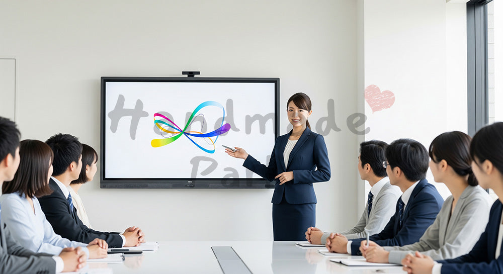 フリー素材 無料 写真｜企業サイト向け 日本人女性営業がモニター前で提案プレゼンする説得力ある写真｜SNS投稿のアイキャッチ画像向け