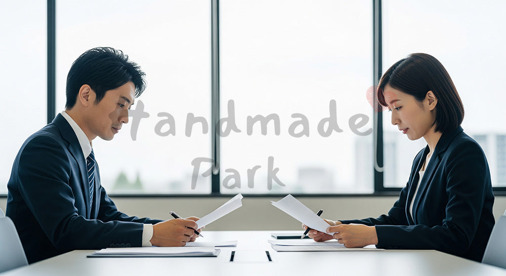 フリー素材 無料 写真|採用向け 日本の商談で交渉する日本人営業と顧客の真剣なビジネス写真|特集ページの見出しに便利