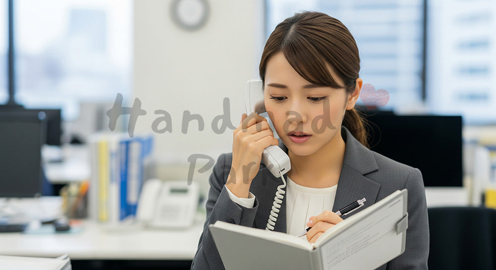 フリー素材 無料 写真｜採用向け 日本人女性営業がタスク整理し気持ちを整えるリアルな仕事写真 シーン｜LP・バナーに使いやすい