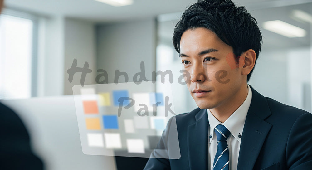 フリー素材 無料 写真｜DX/SaaS向け 日本人営業がオンラインで提案共有する真剣なオフィス写真 シーン｜記事・スライドの差し込みに