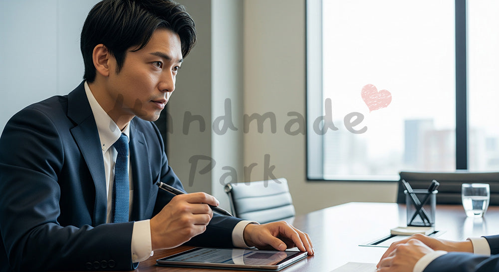 フリー素材 無料 写真|提案前ヒアリングの採用向け 日本人営業がメモを取りながら聞く商談写真 シーン|LP・バナーに使いやすい